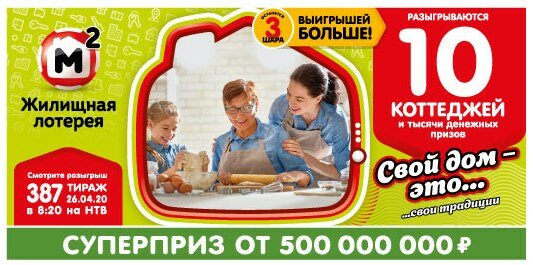 Жилищная лотерея 387 26.04.2020